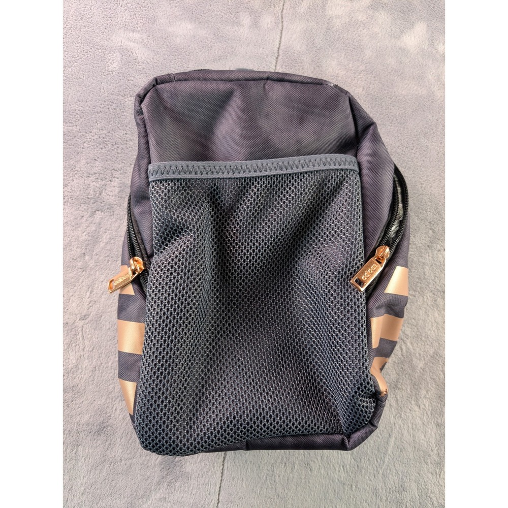 Adidas Insulated Lunch Bag Black Rose Gold Logo Stripe Zippered Mesh Pocket - Picture 2 of 7